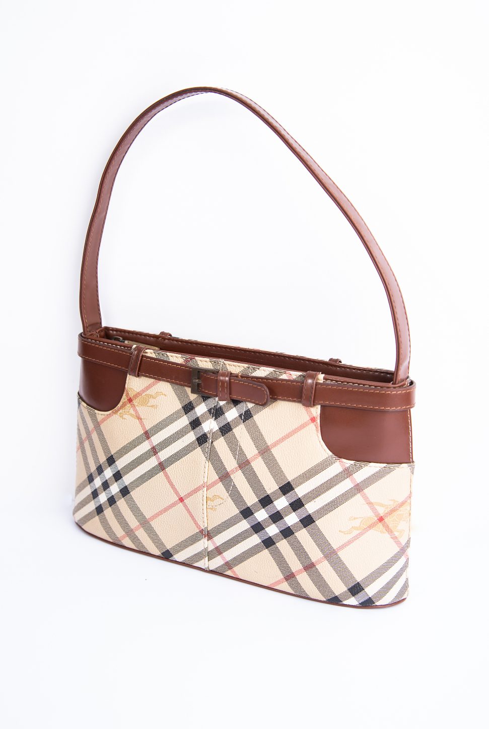 BURBERRY NOVA CHECK VINTAGE SHOULDER BAG - תיק כתף ברברי נובה עור חום